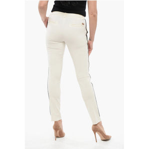 Philipp Plein COUTURE Straight Leg VERONIQUE Pants with Rhinestone Side Ba