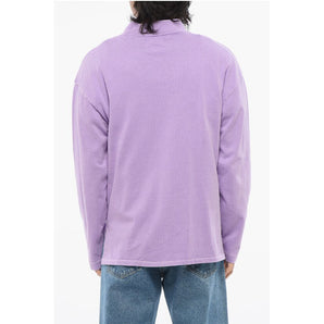 ERL Solid Color Mock-Neck Sweatshirt with Contrasting Patches