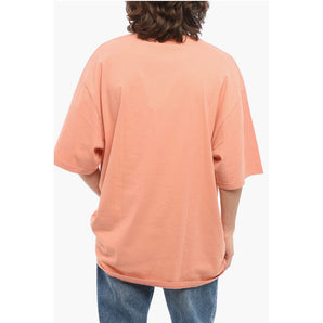 032c Solid Color Organic Cotton Crew-neck T-Shirt with Embroidere