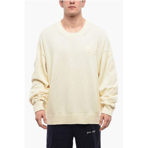 Off-White Cotton Sweater With Embossed Logo