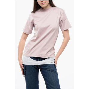 Off-White Solid Color LINGERIE T-Shirt with Contrasting Detail
