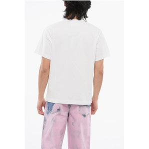 Versace JEANS COUTURE Crew Neck Cotton T-Shir with Rhinestoned Logo