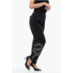 AllSaints Stretch Cotton Pants with Elastic Waistband and Decorated Sn