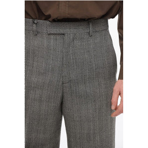 Gucci Herringbone Wool Pants with Hidden Closure