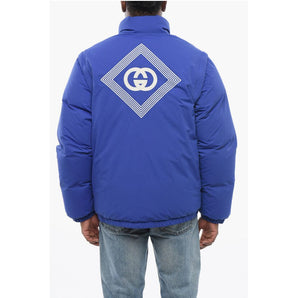Gucci Nylon Down Jacket with Embroidered Logo and Removable Sleeve