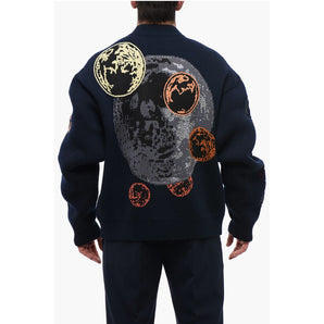 Off-White Embroidered MOON PHASE Wool Blend Cardigan