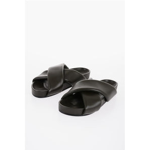 Jil Sander Criss Cross Designed Leather Sandals
