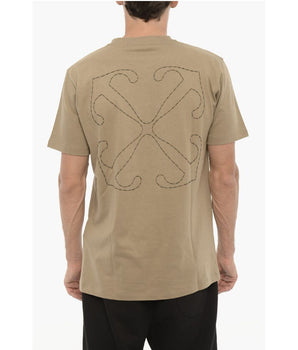 Off-White Slim Fit Crew-neck T-Shirt with Embroidered Logo