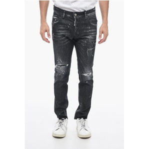 Dsquared² All-Over Rhinestoned Skater Fit Denims 14cm
