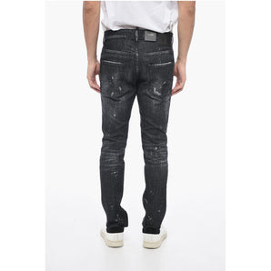 Dsquared² All-Over Rhinestoned Skater Fit Denims 14cm