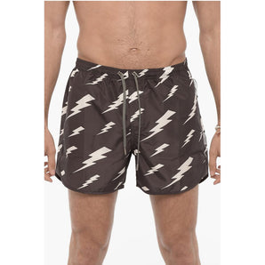 Neil Barrett Slim Fit All-Over Monogram RAIN Swim Shorts