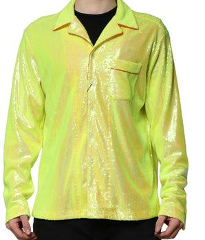 Dolce &amp; Gabbana Yellow Sequin Polyester Lounge Casual Shirt