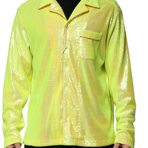 Dolce & Gabbana Yellow Sequin Polyester Lounge Casual Shirt