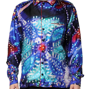 Dolce &amp; Gabbana Multicolor Printed Silk Lounge Casual Shirt
