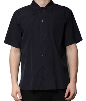 Camisa casual de manga corta de algodón azul oscuro de Dolce &amp; Gabbana