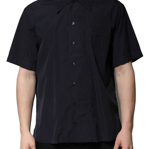 Dolce &amp; Gabbana Dark Blue Cotton Short Sleeves Casual Shirt