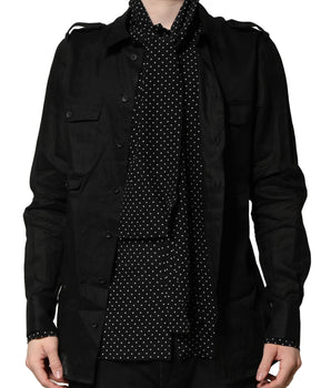 Camisa informal de lino y seda con lunares negros de Dolce &amp; Gabbana para hombre