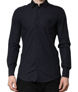 Dolce &amp; Gabbana Dark Blue MARTINI Formal Shirt Cotton Dress