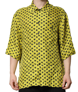 Camisa casual de manga corta con corazón amarillo de Dolce &amp; Gabbana para hombre