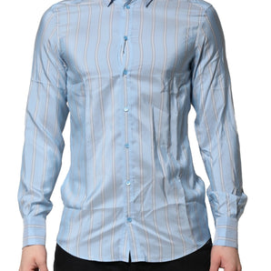 Dolce &amp; Gabbana Light Blue MARTINI Striped Formal Dress Shirt