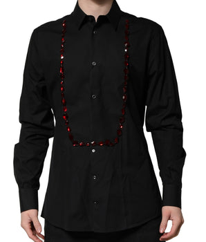 Dolce & Gabbana Black Crystal GOLD Formal Men Dress Shirt