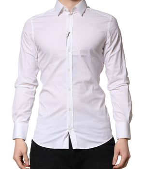 Dolce &amp; Gabbana White GOLD Cotton Men Dress Formal Shirt