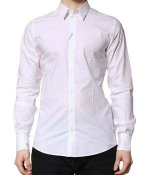 Camisa formal de manga larga de algodón blanco de Dolce &amp; Gabbana