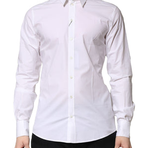 Dolce & Gabbana White Cotton Long Sleeves Dress Formal Shirt