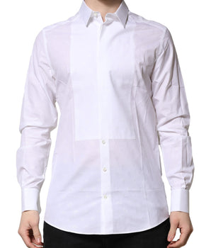 Camisa formal Dolce &amp; Gabbana de popelina de algodón con pechera blanca dorada