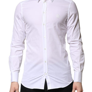 Dolce & Gabbana White GOLD Long Sleeves Men Dress Formal Shirt
