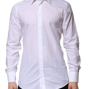 Dolce & Gabbana White GOLD Long Sleeves Dress Formal Shirt