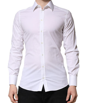 Dolce &amp; Gabbana White GOLD Long Sleeves Men Dress Formal Shirt