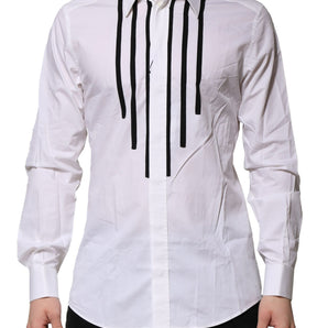 Dolce & Gabbana White GOLD Long Sleeves Dress Formal Shirt
