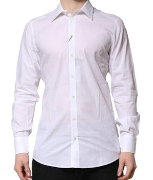 Dolce & Gabbana White Cotton GOLD Long Sleeves Formal Shirt