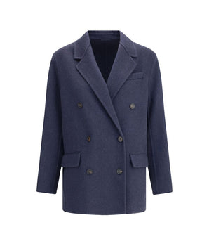 Brunello Cucinelli Blue Cashmere Coat