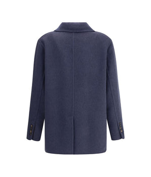 Brunello Cucinelli Blue Cashmere Coat