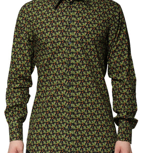 Dolce & Gabbana Multicolor Cotton Cactus GOLD Men Formal Shirt
