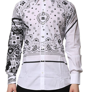 Dolce &amp; Gabbana White MARTINI Bandana Print Formal Shirt