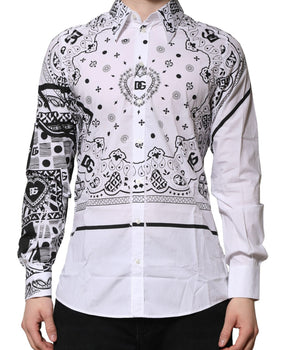 Dolce &amp; Gabbana White MARTINI Bandana Print Formal Shirt
