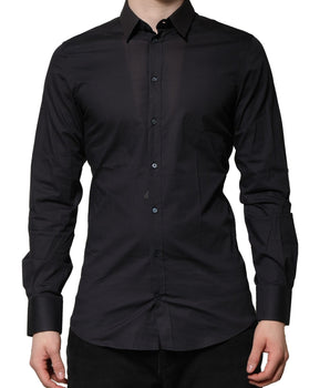 Dolce & Gabbana Blue Cotton GOLD Long Sleeves Formal Shirt