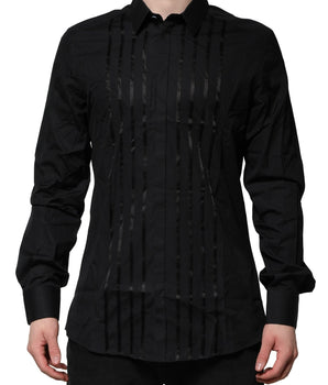 Dolce & Gabbana Black Cotton GOLD Mens Dress Formal Shirt