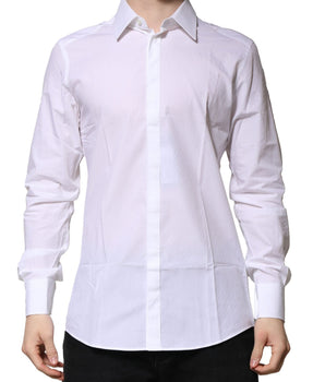 Dolce &amp; Gabbana White GOLD Long Sleeves Men Dress Formal Shirt