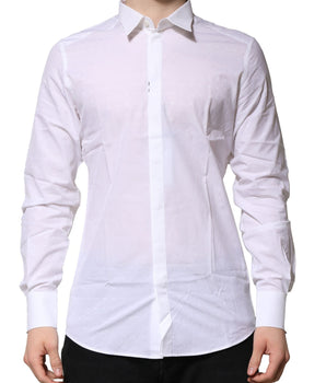 Camisa formal de manga larga Dolce &amp; Gabbana de algodón blanco dorado