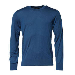 Dolce & Gabbana Blue Cashmere Crew Neck Sweatshirt Sweater
