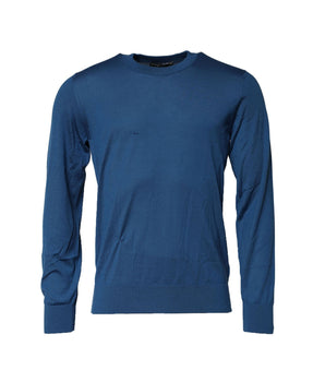 Dolce &amp; Gabbana Blue Cashmere Crew Neck Sweatshirt Sweater