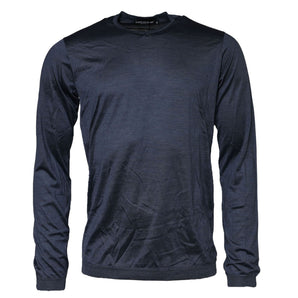 Dolce & Gabbana Dark Blue Silk Crew Neck Sweatshirt Sweater