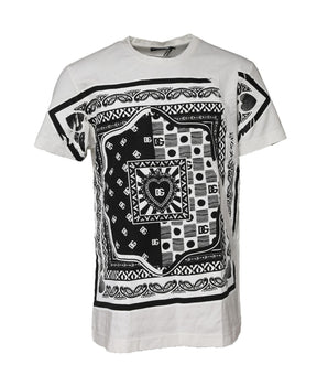 Dolce &amp; Gabbana White Bandana Cotton Men Crew Neck T-shirt