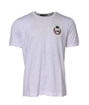 Dolce &amp; Gabbana White King Crown Cotton Crew Neck T-shirt