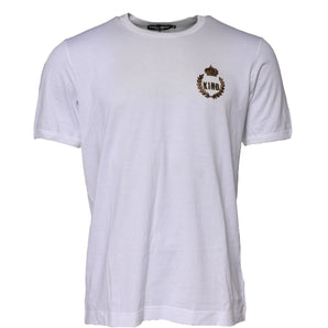 Camiseta de cuello redondo de algodón con corona de rey blanca de Dolce &amp; Gabbana