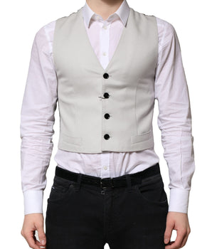 Dolce &amp; Gabbana Gray Wool Dress Formal Men Waistcoat Vest